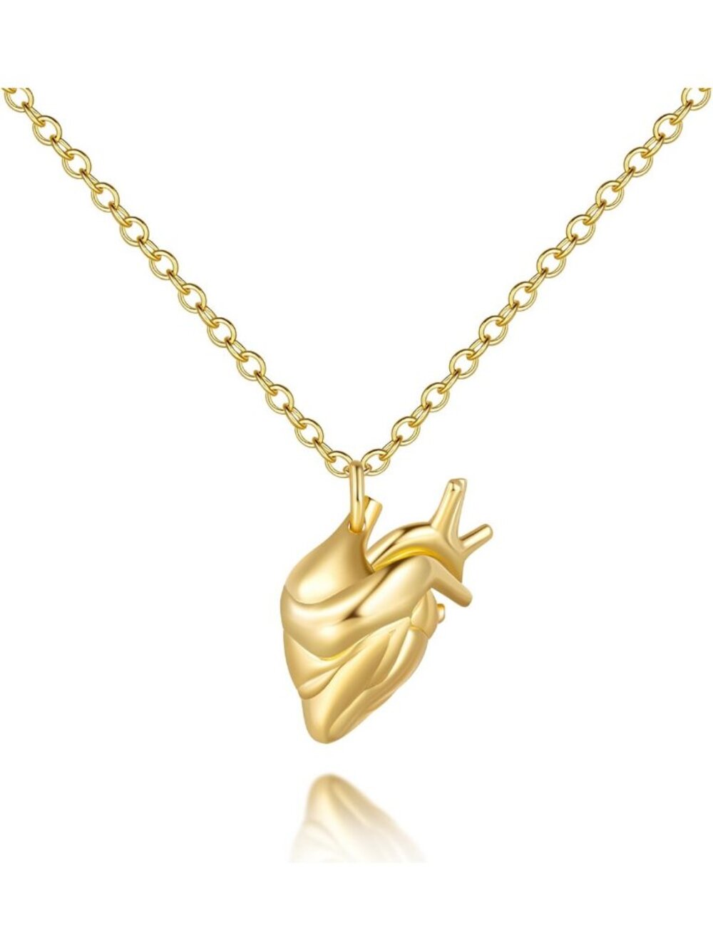 Edgy Gold Pendant Necklace for Women - Unique Anatomical Heart Locket, Gothic